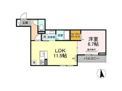 レクシア東葛西II(1LDK/2階)の間取り写真