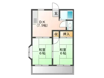 三和ハイツ(2DK/2階)の間取り写真