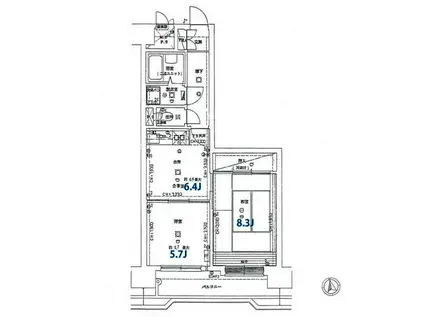 ライオンズマンション清水台(2DK/3階)の間取り写真