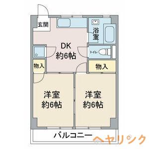 水野マンション(2DK/6階)の間取り写真