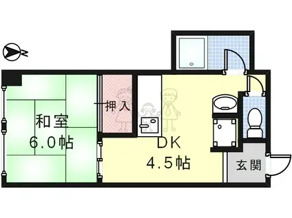 前田ビル(1DK/4階)の間取り写真