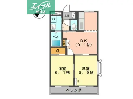 プロニティ T&S(2DK/2階)の間取り写真