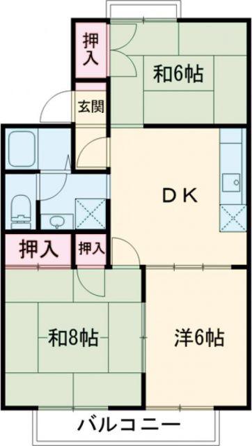 トゥインクルコートⅠ番館(3DK/2階)の間取り写真
