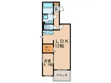 カーサフォレスタ塚口(1LDK/2階)の間取り写真
