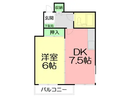 望洋荘(1DK/2階)の間取り写真