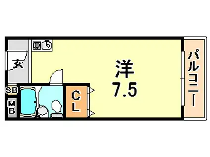 メゾンド六甲パートII(ワンルーム/3階)の間取り写真