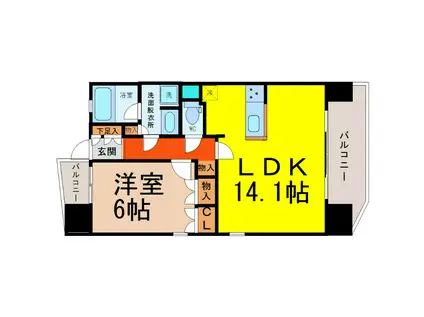 KAMIMAEZU RISE(1LDK/8階)の間取り写真