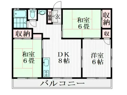 第三松の木マンション(3DK/4階)の間取り写真