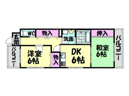 わいわいマンション(2DK/2階)の間取り写真