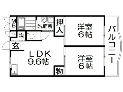 レジデンス松栄(2LDK/7階)の間取り写真