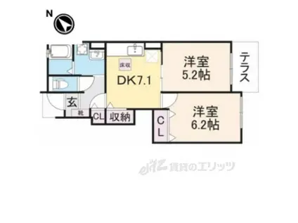 エナジー弐番館(2DK/1階)の間取り写真