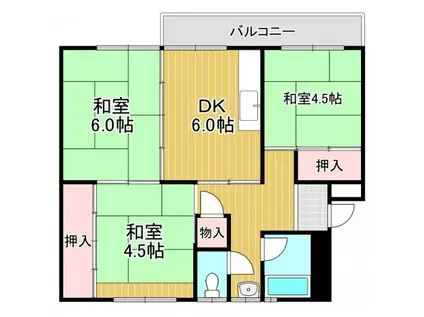 公団狭山14号棟(3DK/4階)の間取り写真