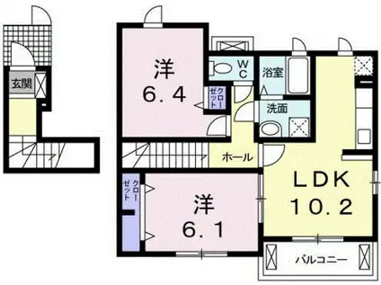 ファインピーク高須台(2LDK/2階)の間取り写真