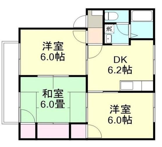 プロムナードD棟(3DK/2階)の間取り写真