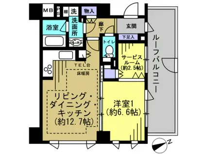 ジェイシティ洋光台(1LDK/4階)の間取り写真