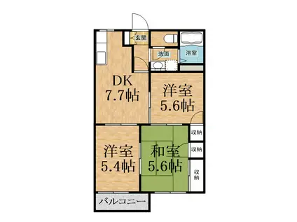 カサベルデ宗II(3DK/2階)の間取り写真