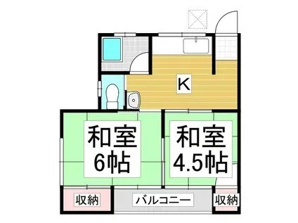 三ツ井共同アパート(2K/2階)の間取り写真