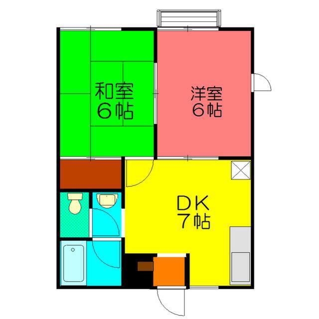 フラッツ北鎌倉(2DK/1階)の間取り写真