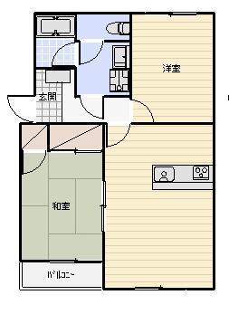 フェニックス(2LDK/2階)の間取り写真