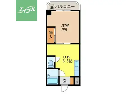 中尾ビル(1DK/3階)の間取り写真