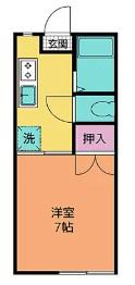 フレグランス石橋A(1K/1階)の間取り写真
