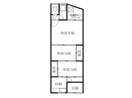南海本線 紀ノ川駅 徒歩26分 1階建 築54年(3K/1階)の間取り写真