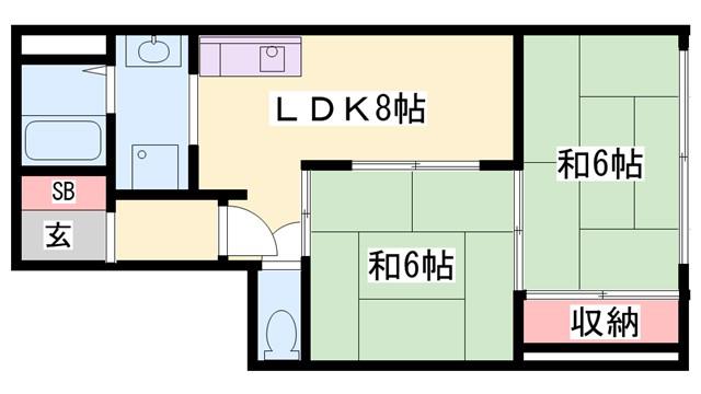 コーポ有本(1LDK/3階)の間取り写真