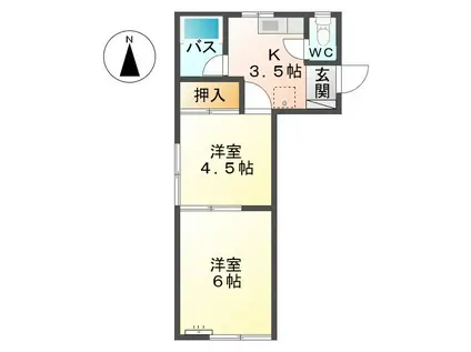 コーポ天竺(2K/1階)の間取り写真