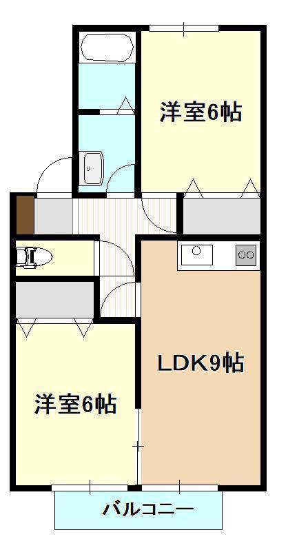 メゾン悠悠A(2LDK/1階)の間取り写真