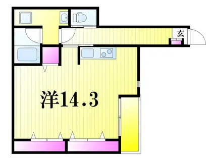 カミュー松戸北小金(ワンルーム/1階)の間取り写真