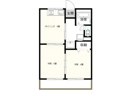 メゾンボナール(2DK/1階)の間取り写真