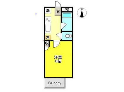 コーポカドタ(1K/2階)の間取り写真