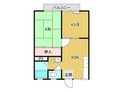 田倉ハイツ(2DK/2階)の間取り写真