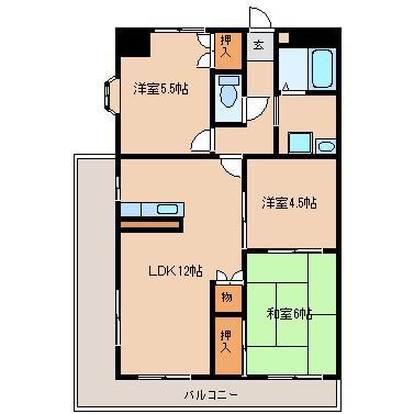 マンションAOYAGI(3LDK/3階)の間取り写真