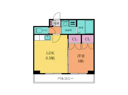 ロイヤルセンターBLD(1LDK/12階)の間取り写真