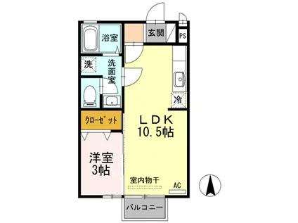 セジュールモナリエ(1LDK/1階)の間取り写真