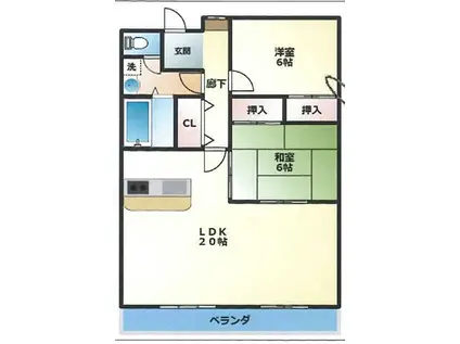 ハイツA&G(2LDK/7階)の間取り写真