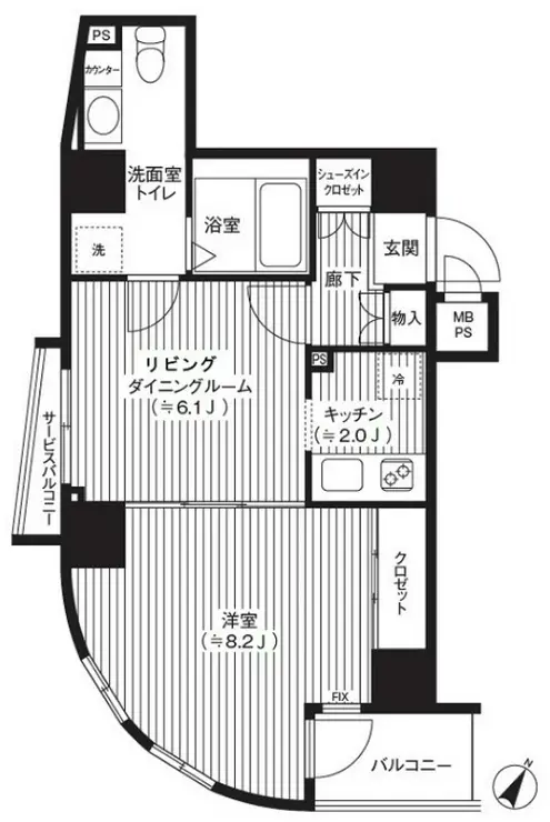 カスタリア初台 2階階 間取り