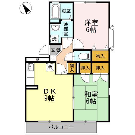ニューライフつぶくA(2DK/3階)の間取り写真
