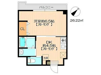 第61川崎ビル(1DK/5階)の間取り写真