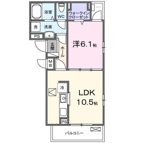 DENBE東小川(1LDK/1階)の間取り写真