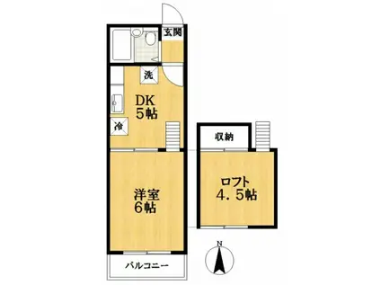 グロリーハイツ(1DK/1階)の間取り写真