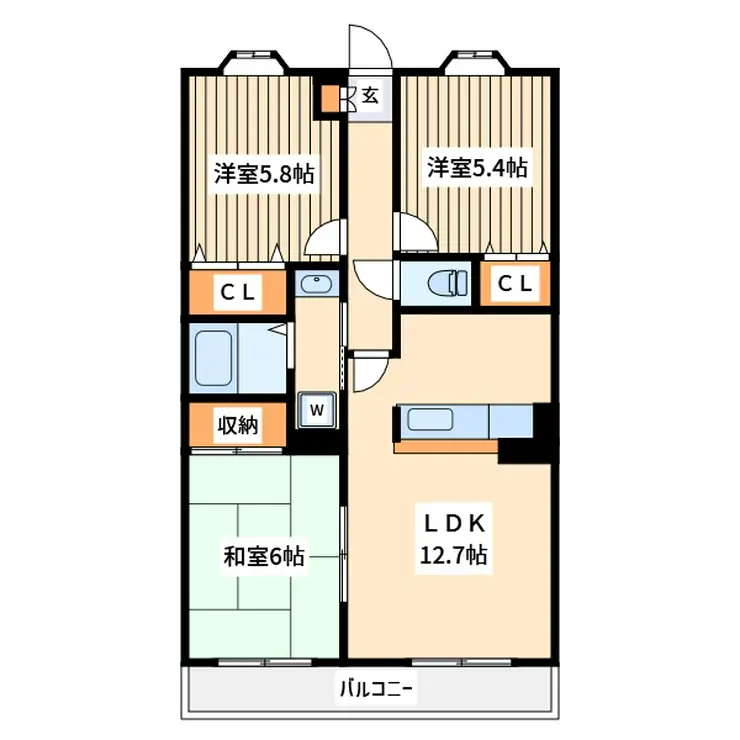 第5旭マンション 3階階 間取り
