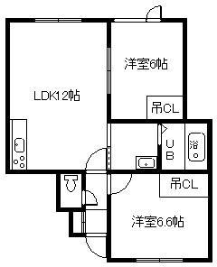 ＪＲ函館本線 旭川駅 徒歩41分 2階建 築47年(2LDK/1階)の間取り写真