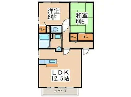 ヴィーブル(2LDK/2階)の間取り写真