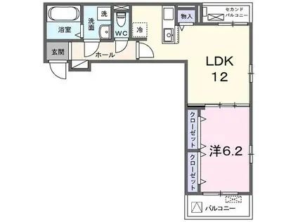 ブルックIII(1LDK/3階)の間取り写真