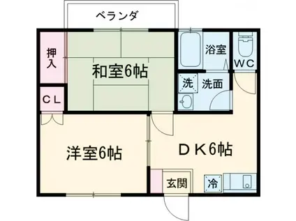 コーポ春(2DK/2階)の間取り写真