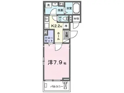 プラザ九源III(1K/3階)の間取り写真