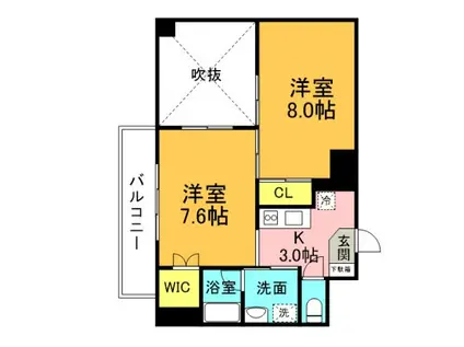 エイトバレー広島駅前通 (2K/3階)の間取り写真