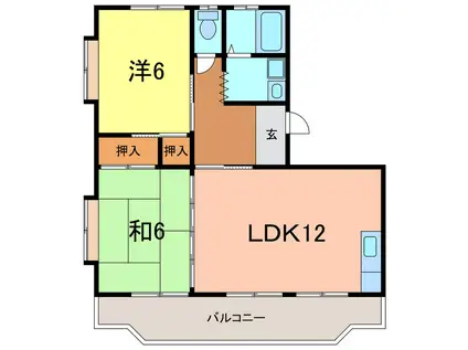 グレース磯村(2LDK/2階)の間取り写真